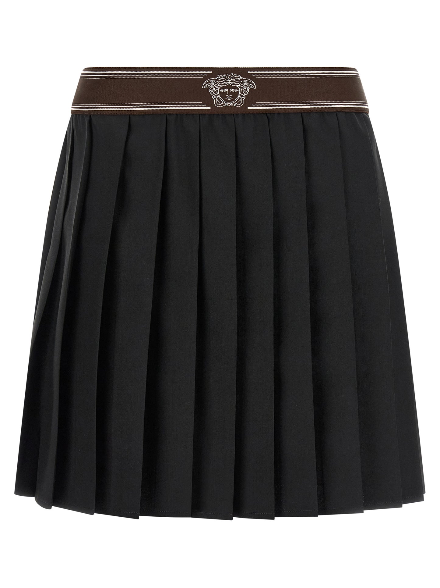 Falda larga de lana negra de Versace