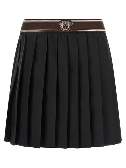 Falda larga de lana negra de Versace