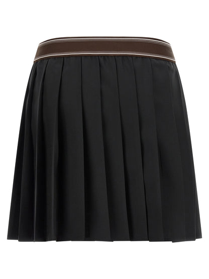 Falda larga de lana negra de Versace
