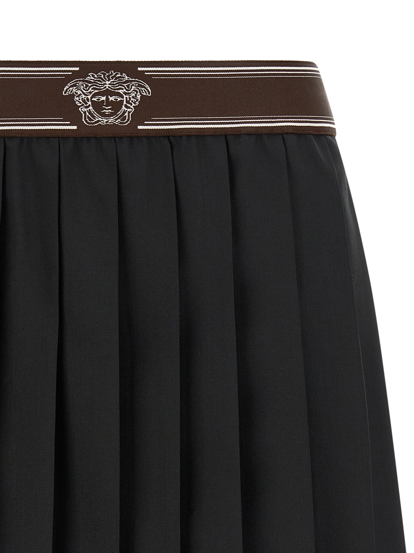Falda larga de lana negra de Versace
