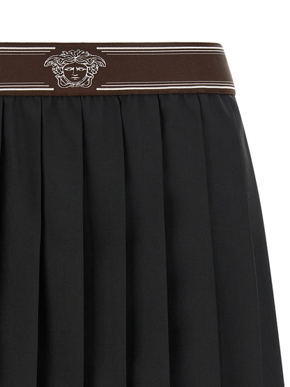 Falda larga de lana negra de Versace