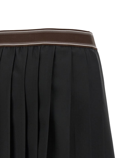 Falda larga de lana negra de Versace