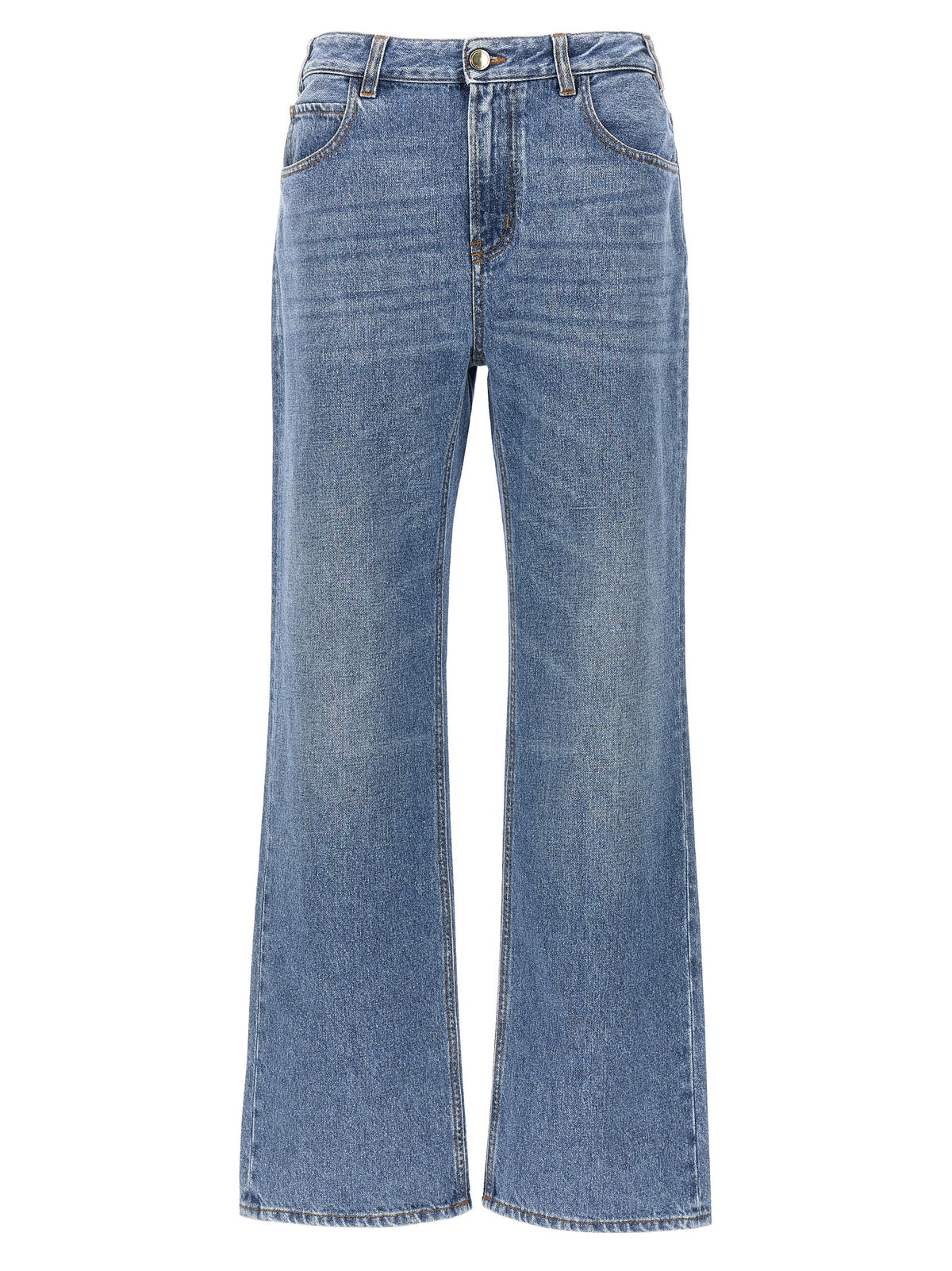 Chloé Pantalón Vaquero De Algodón Azul De Tiro Alto