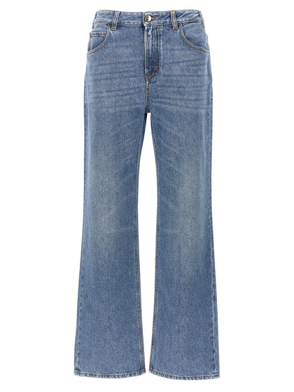 Chloé Pantalón Vaquero De Algodón Azul De Tiro Alto
