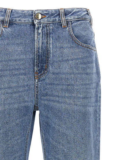 Chloé Pantalón Vaquero De Algodón Azul De Tiro Alto