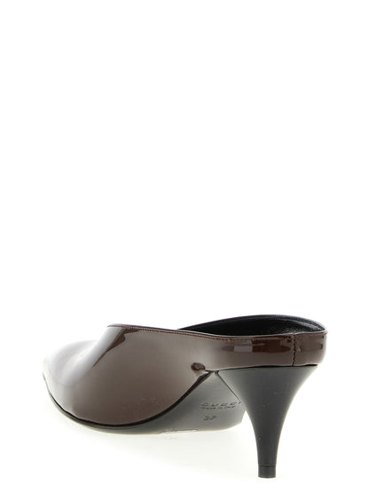 Tacones De Tacón Medio De Piel De Becerro Burdeos Gucci