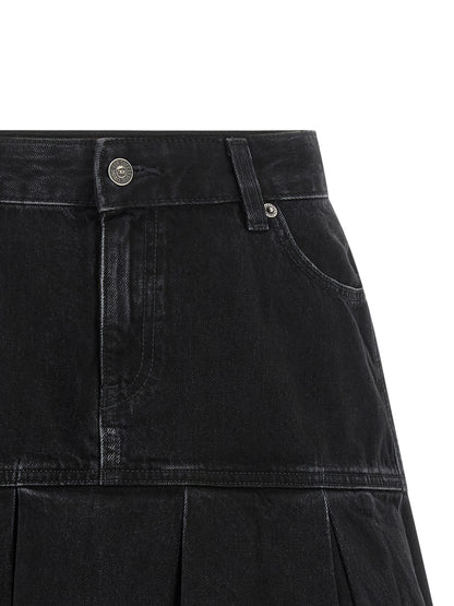 Jupe longue en coton Diesel de couleur bleue
