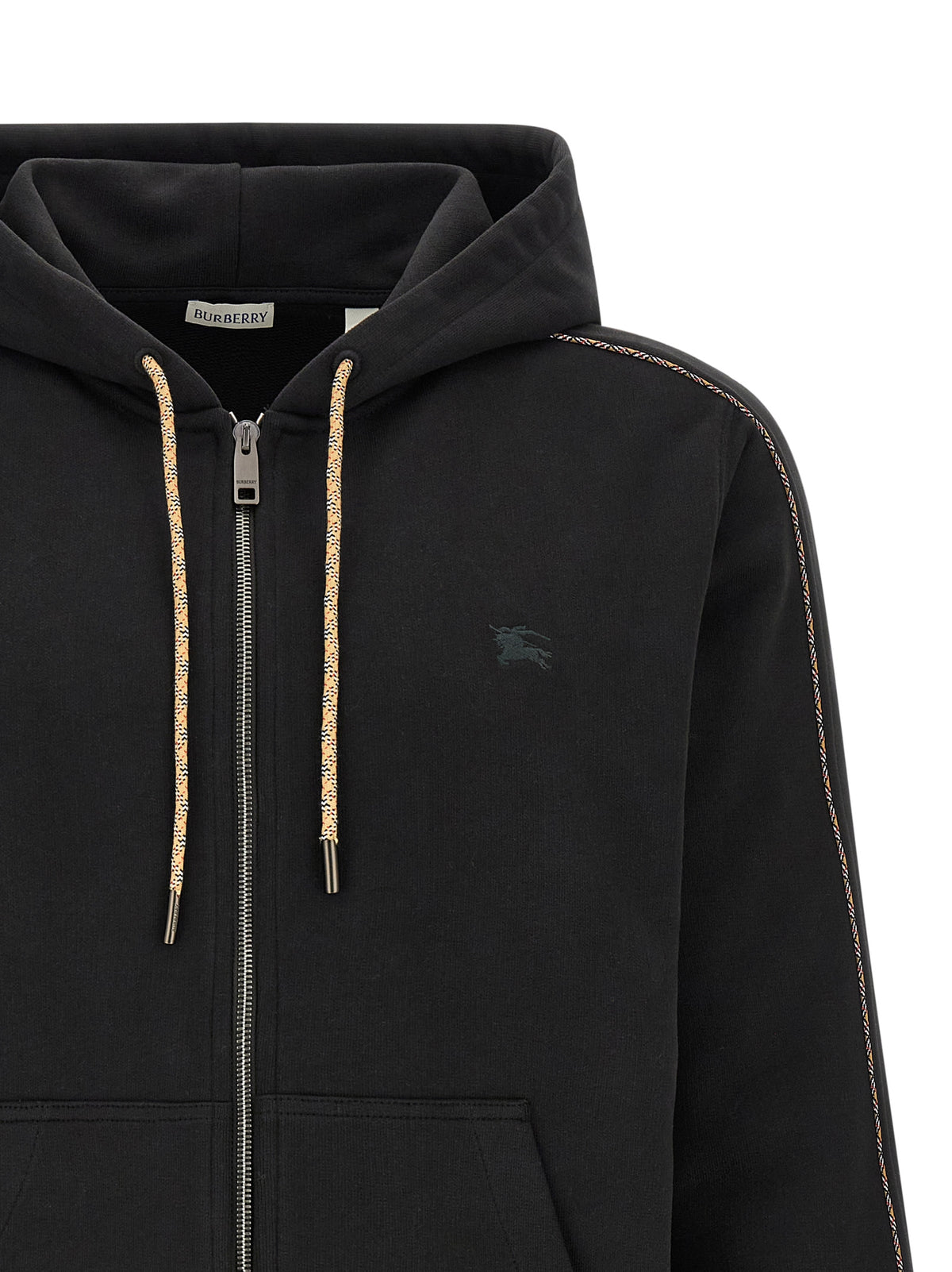 Burberry Sweat à capuche en coton noir modèle Scott