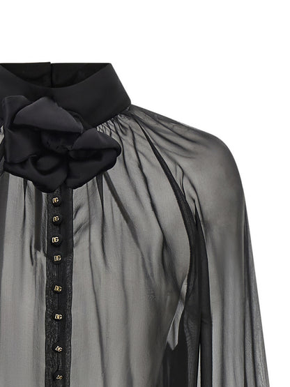 Blusa de seda negra de Dolce & Gabbana