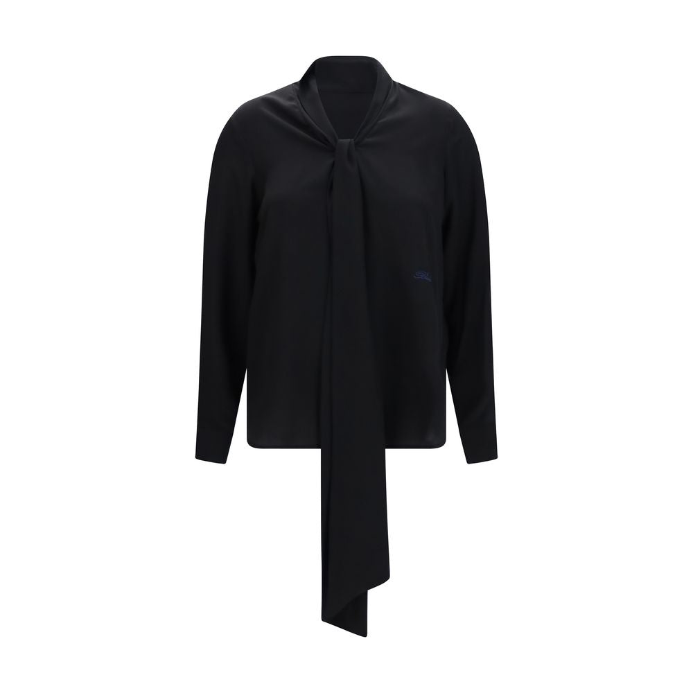 Blusa Burberry De Seda Negra Con Corte Regular Y Caída Natural