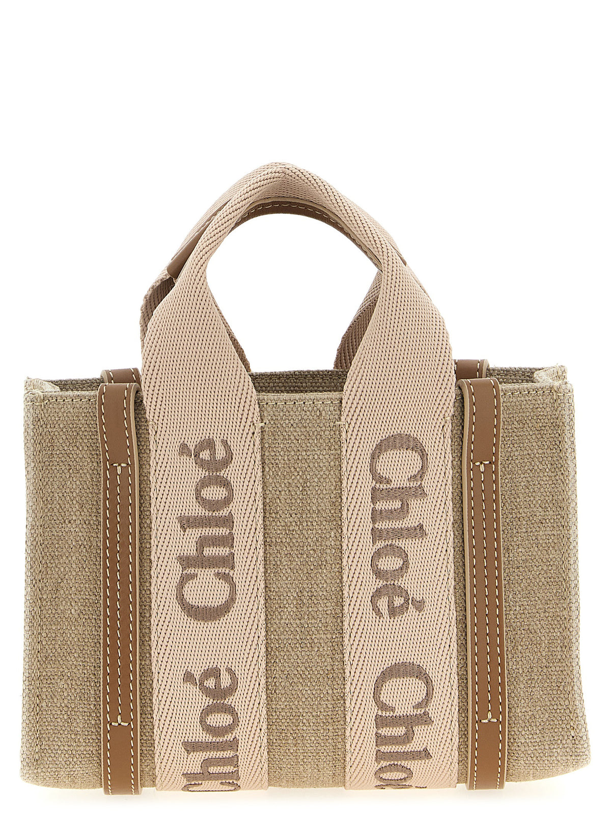Mini Sac Woody de Chloé en lin naturel multicolore
