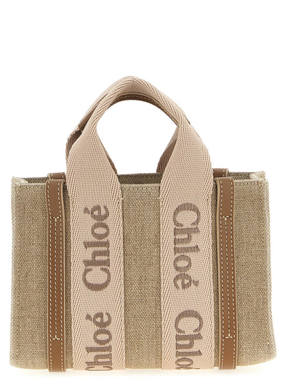 Mini Sac Woody de Chloé en lin naturel multicolore