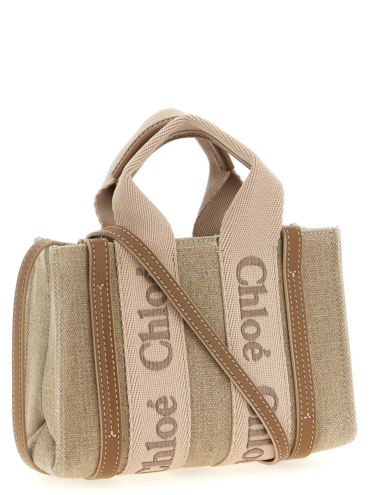 Mini Sac Woody de Chloé en lin naturel multicolore