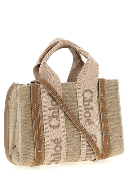 Mini Sac Woody de Chloé en lin naturel multicolore