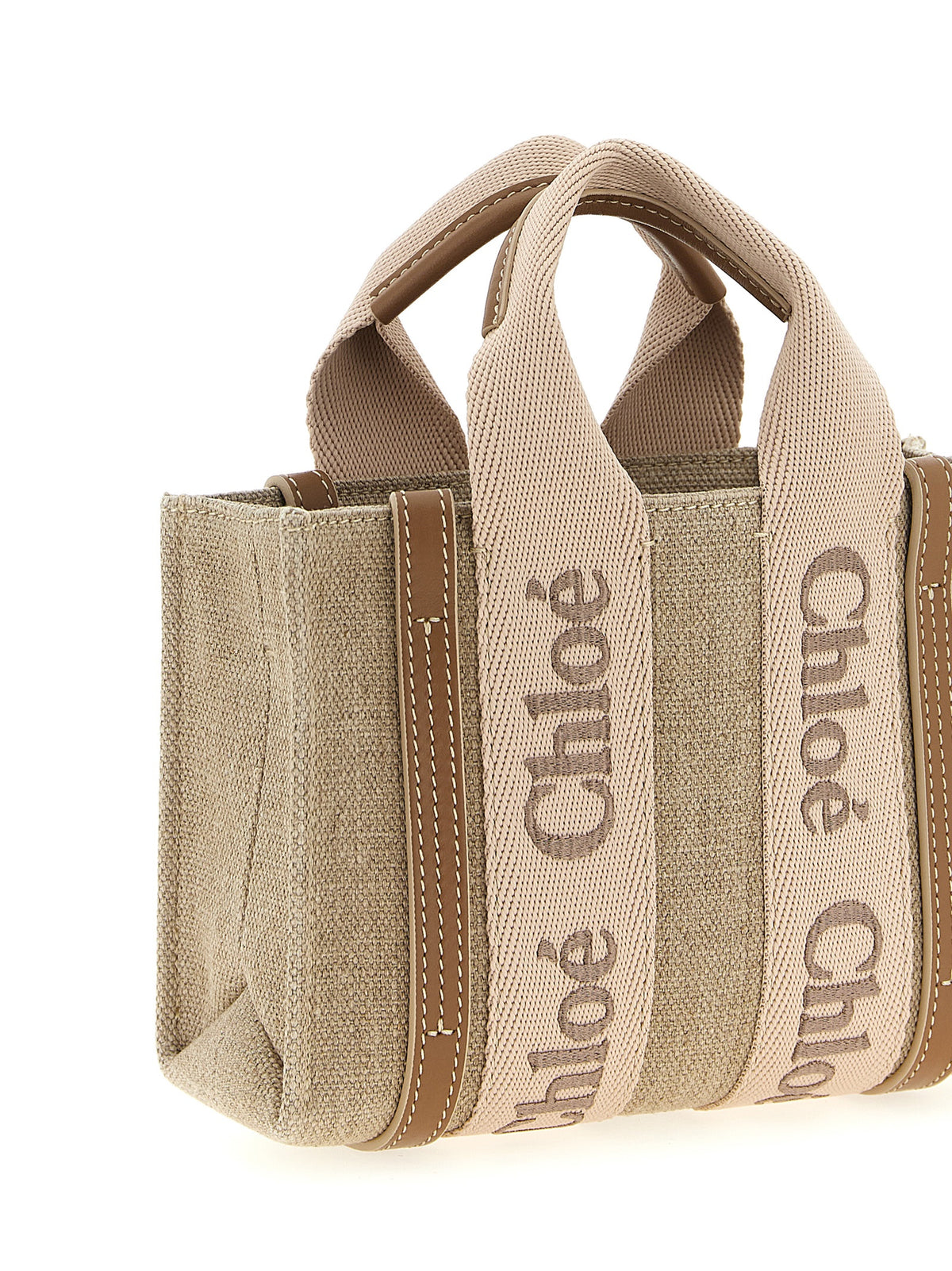 Mini Sac Woody de Chloé en lin naturel multicolore