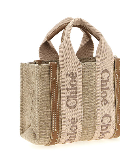 Mini Sac Woody de Chloé en lin naturel multicolore