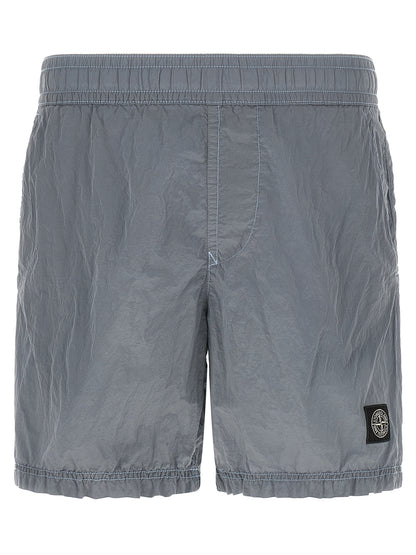 Stone Island Short de bain en polyamide gris