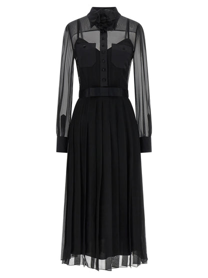 Vestido midi de seda negro de Dolce & Gabbana