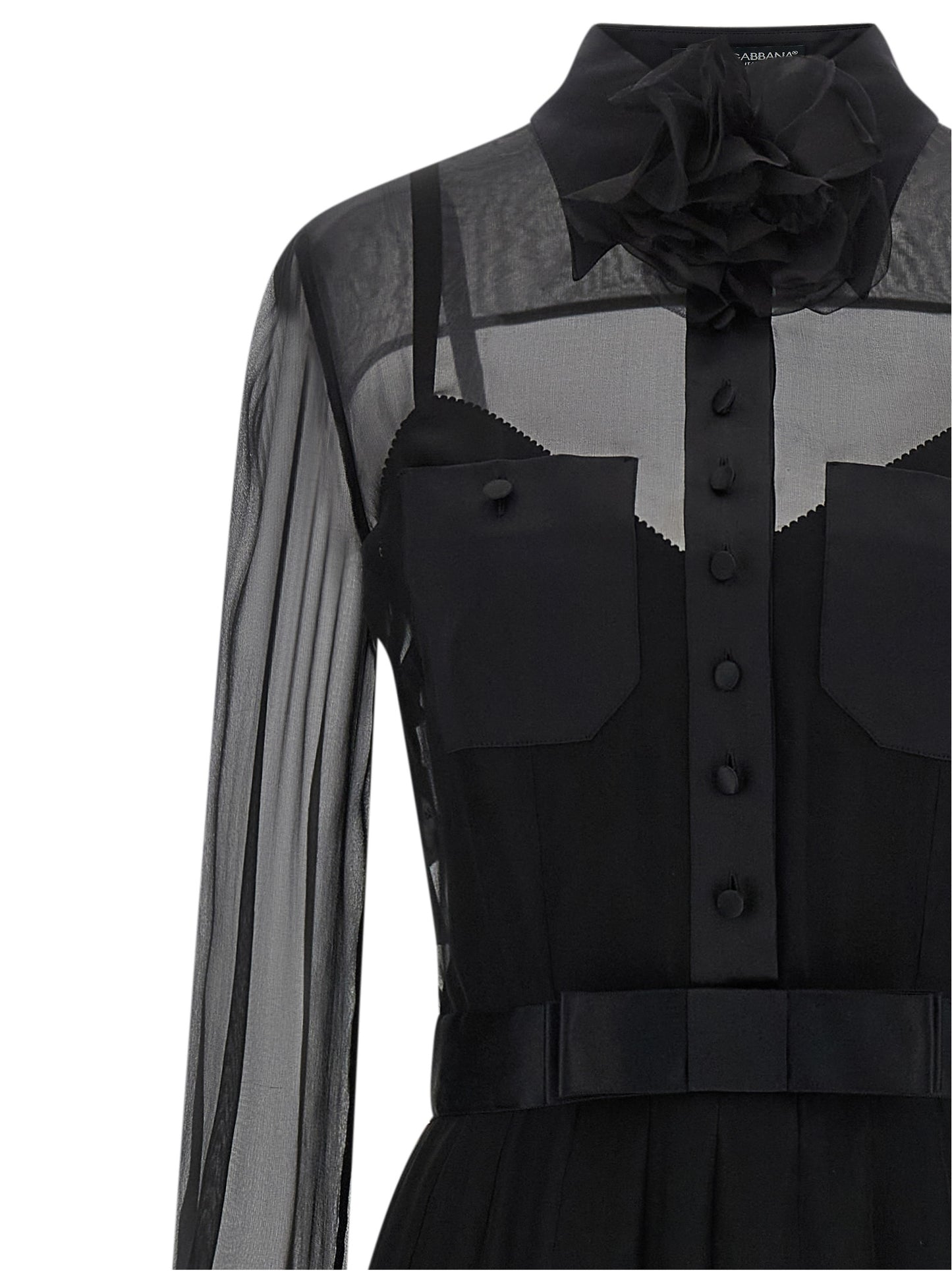 Vestido midi de seda negro de Dolce & Gabbana