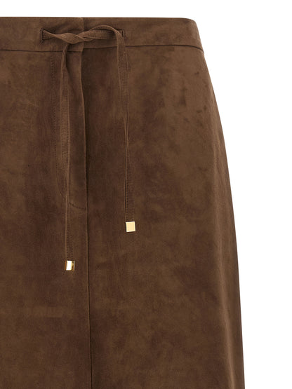Falda midi de piel de cordero dorada 'S Max Mara