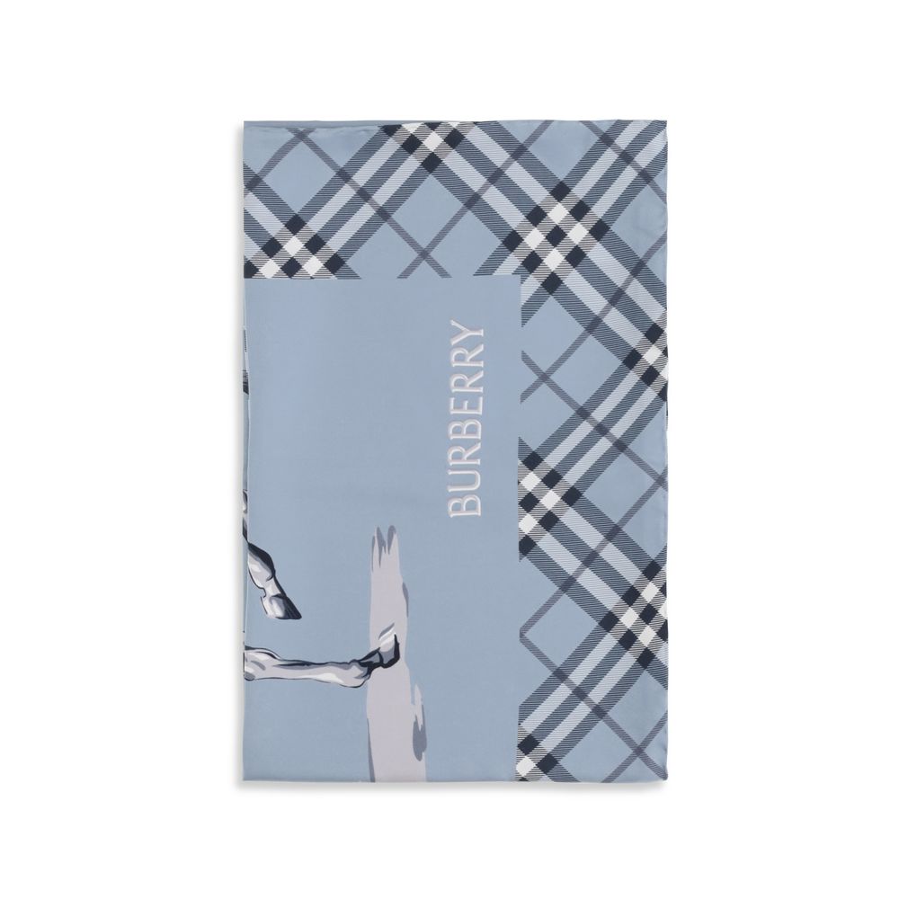Pañuelo Burberry De Seda Azul - Estampado Caballero Ecuestre