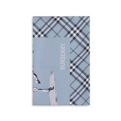 Pañuelo Burberry De Seda Azul - Estampado Caballero Ecuestre