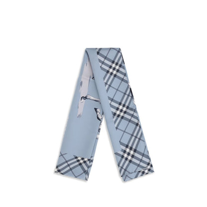 Pañuelo Burberry De Seda Azul - Estampado Caballero Ecuestre