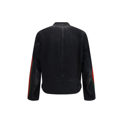 Chaqueta motera de algodón negra Gucci