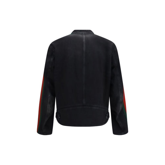 Chaqueta motera de algodón negra Gucci
