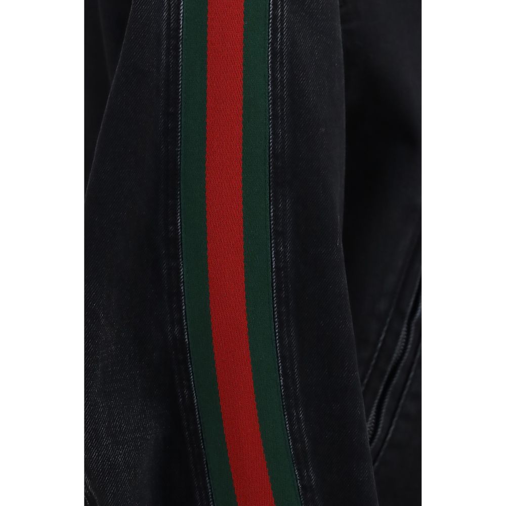 Chaqueta motera de algodón negra Gucci