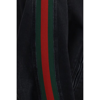 Chaqueta motera de algodón negra Gucci