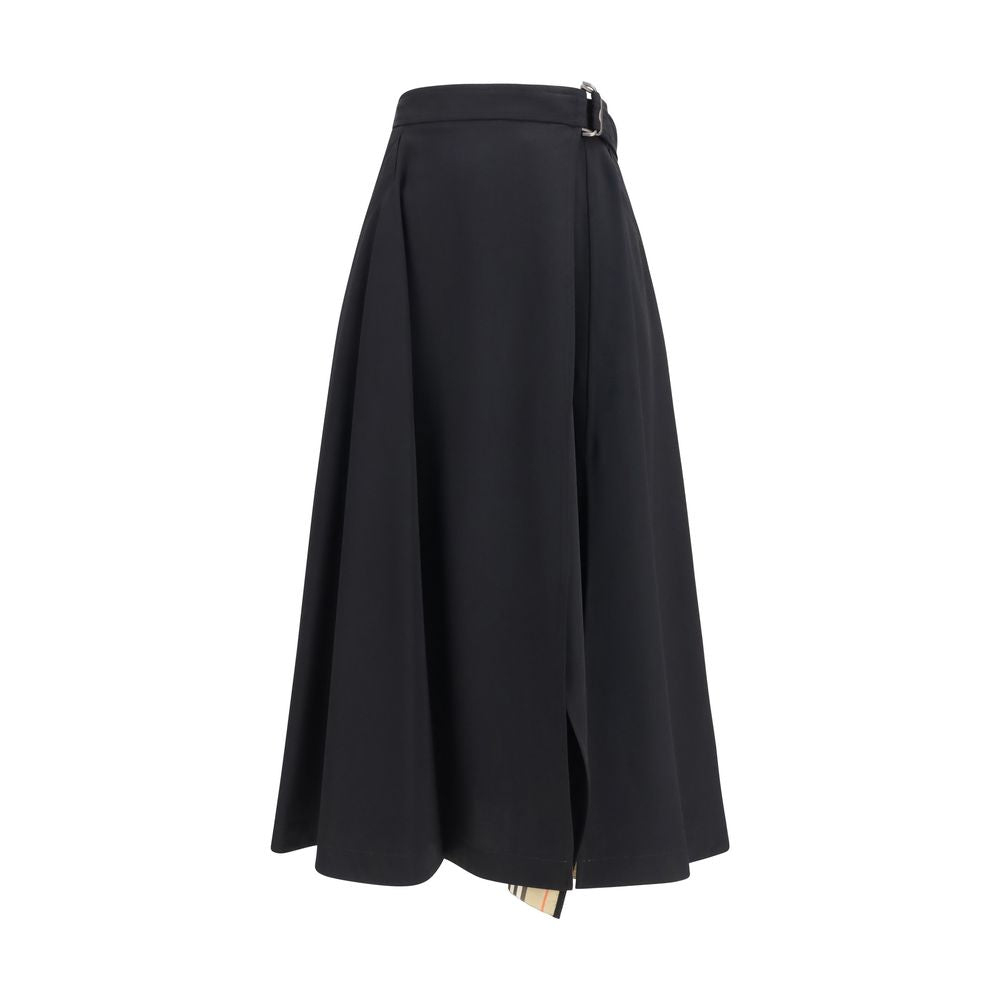 Falda Midi Burberry De Lana Negra Coleccion Oves Aries