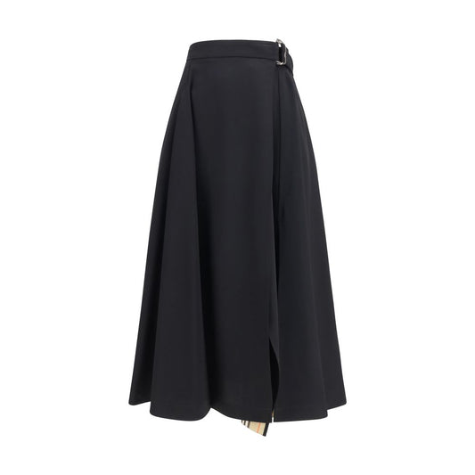 Falda Midi Burberry De Lana Negra Coleccion Oves Aries