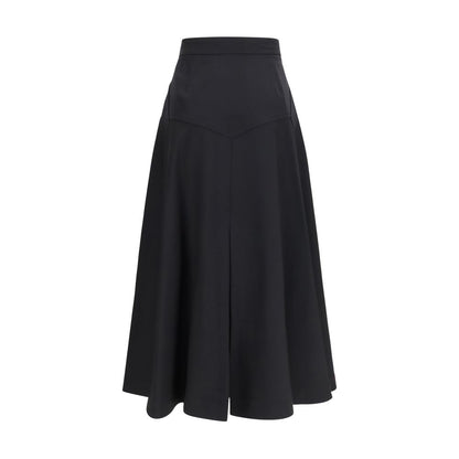 Falda Midi Burberry De Lana Negra Coleccion Oves Aries