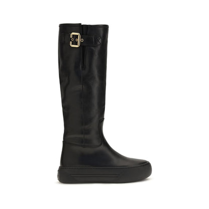 Chloé Black Bos Taurus Calfskin Flat Boots
