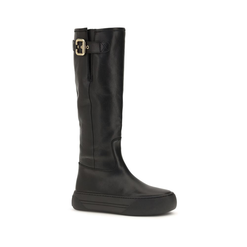 Chloé Black Bos Taurus Calfskin Flat Boots