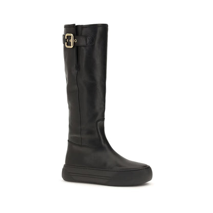 Chloé Black Bos Taurus Calfskin Flat Boots