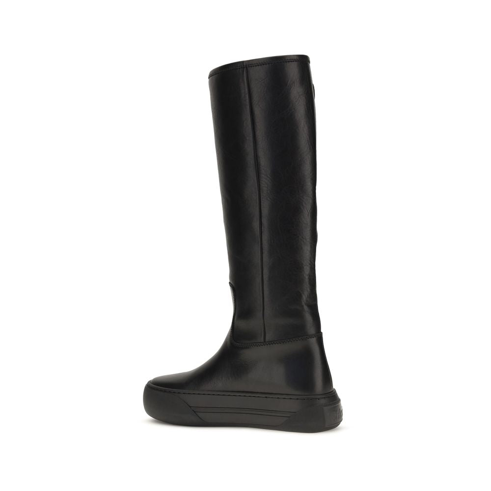 Chloé Black Bos Taurus Calfskin Flat Boots