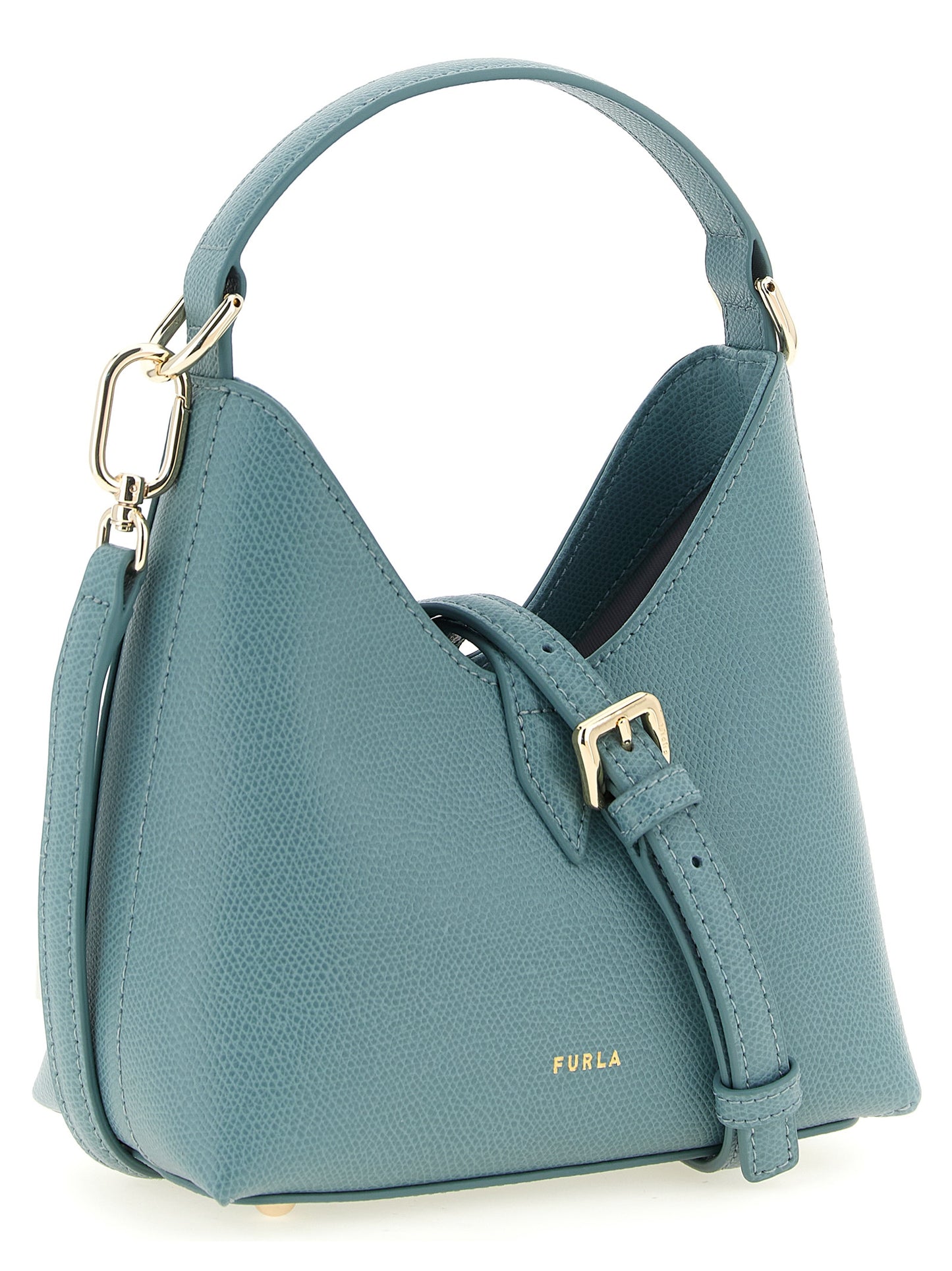 Bolso Bandolera Compacto De Piel De Becerro Azul Furla Iride