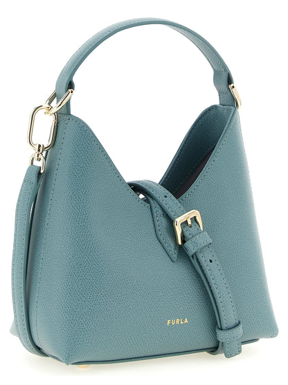 Bolso Bandolera Compacto De Piel De Becerro Azul Furla Iride