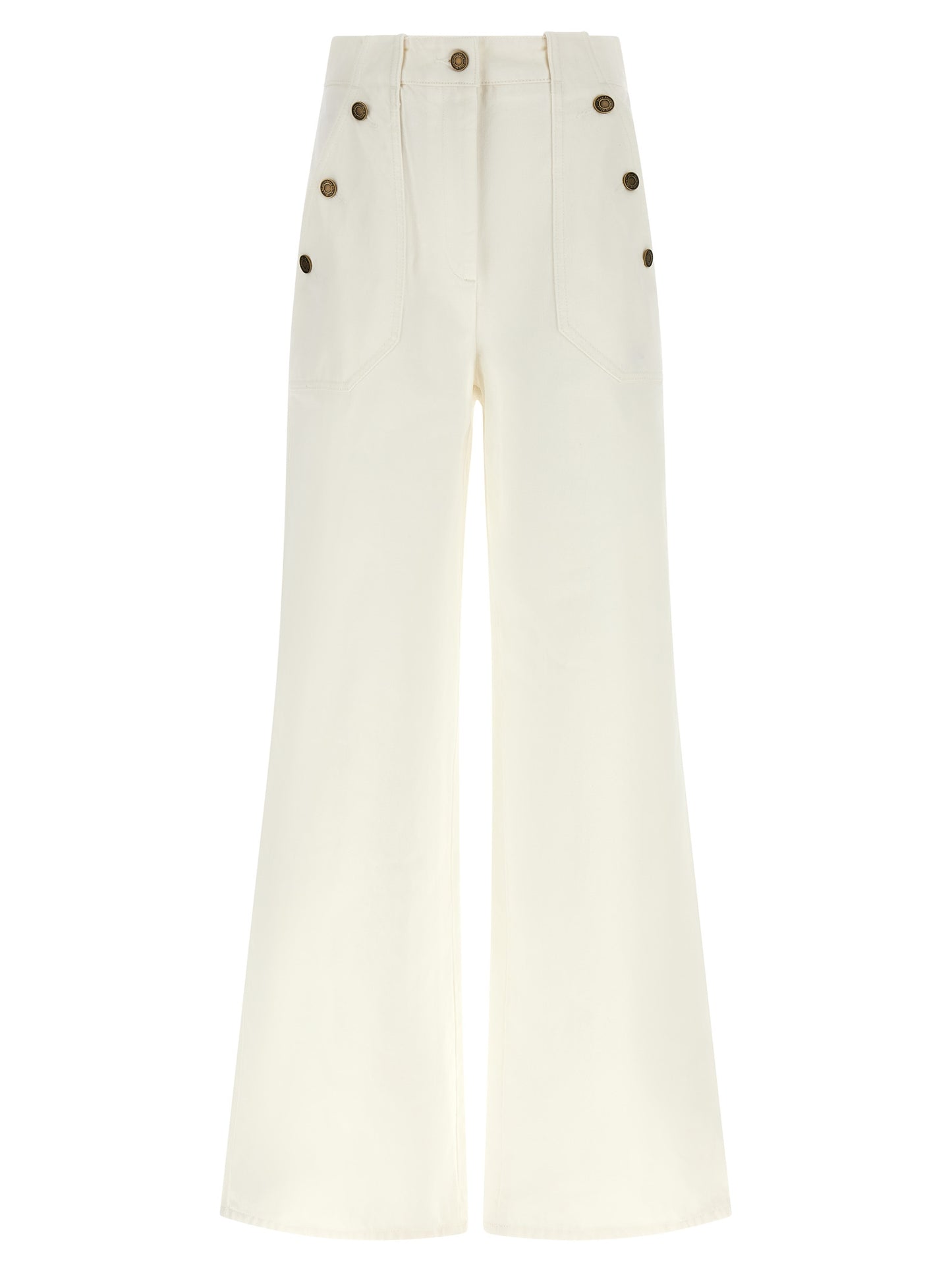 Pantalón acampanado de algodón blanco Max Mara