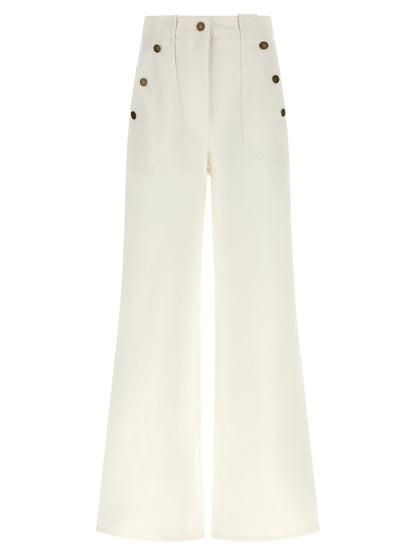 Pantalón acampanado de algodón blanco Max Mara