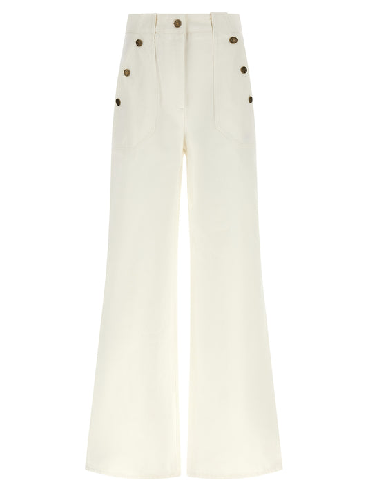 Pantalón acampanado de algodón blanco Max Mara