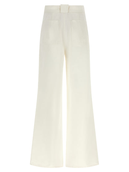 Pantalón acampanado de algodón blanco Max Mara