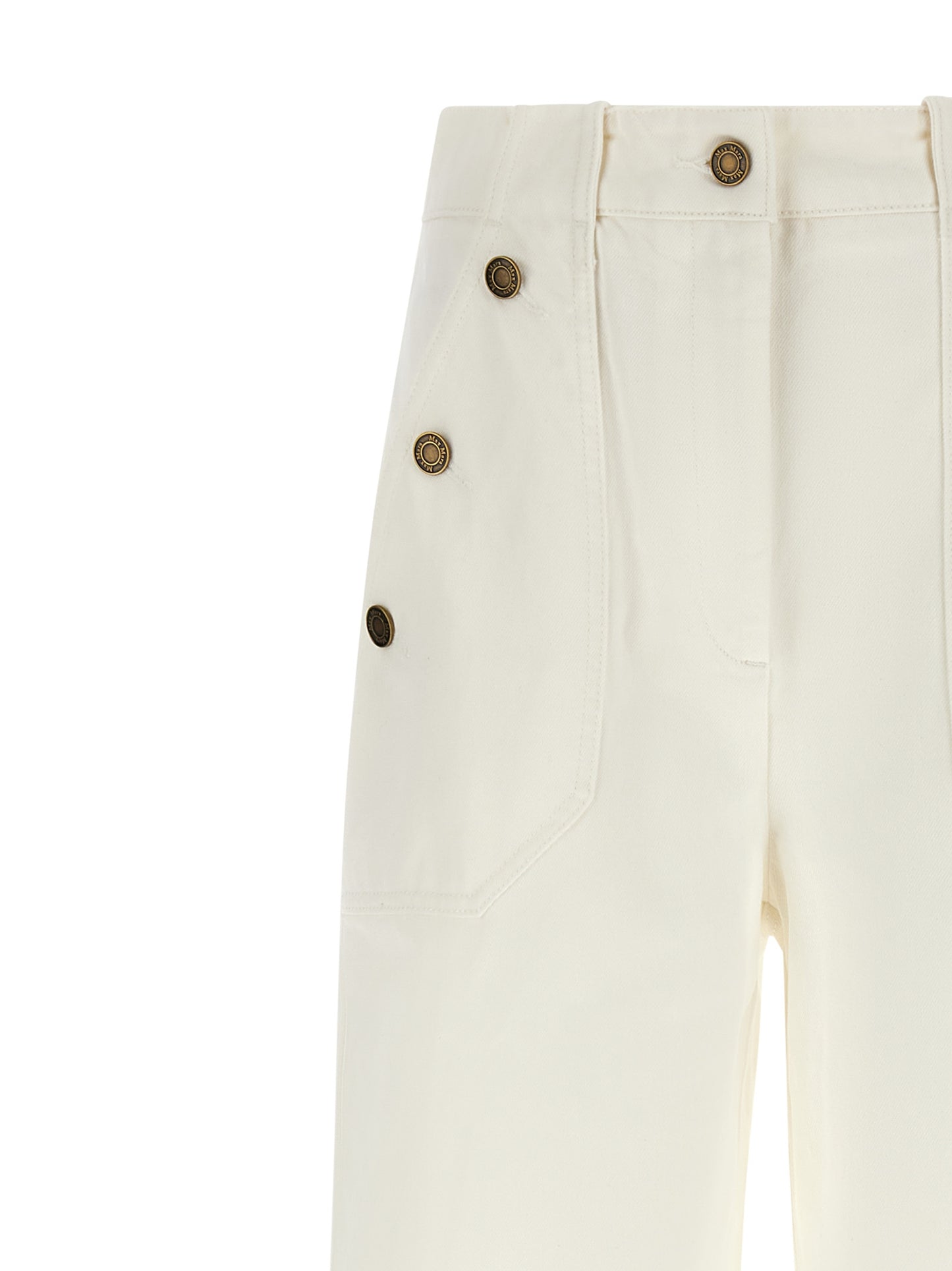 Pantalón acampanado de algodón blanco Max Mara