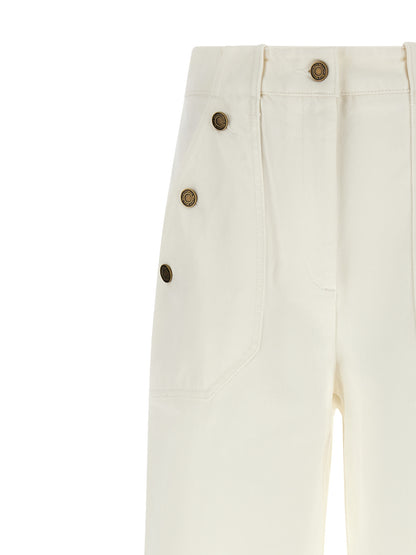 Pantalón acampanado de algodón blanco Max Mara