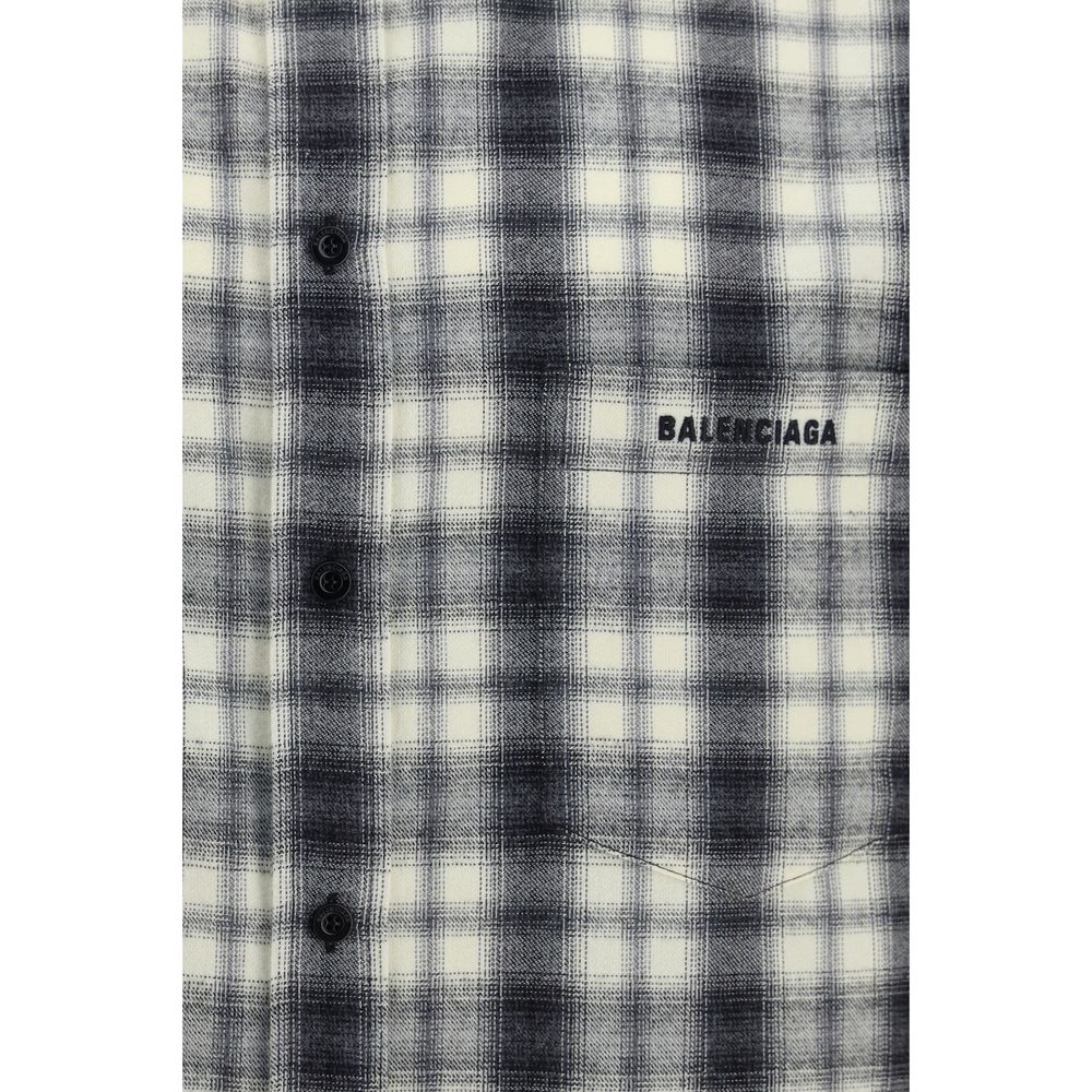 Camisa Balenciaga De Algodón Con Estampado Cuadros Multicolor