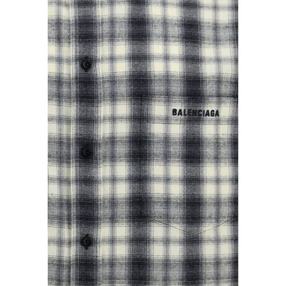 Camisa Balenciaga De Algodón Con Estampado Cuadros Multicolor