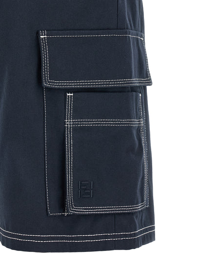 Fendi Pantalones Cortos Bermuda - Algodón Azul Clásico