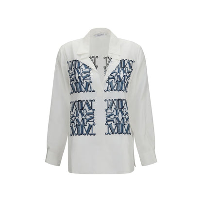 Camisa de seda blanca estampada de Max Mara